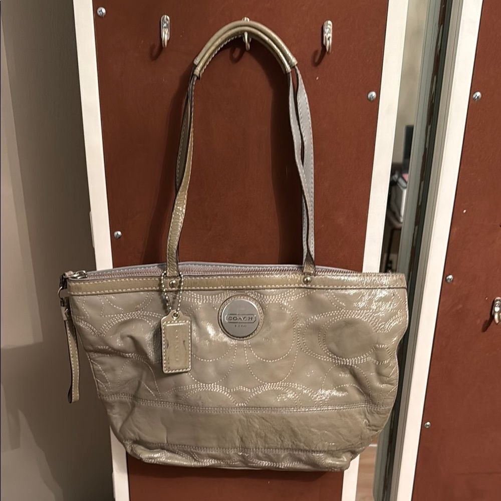 Coach Taupe Patent Leather Purse